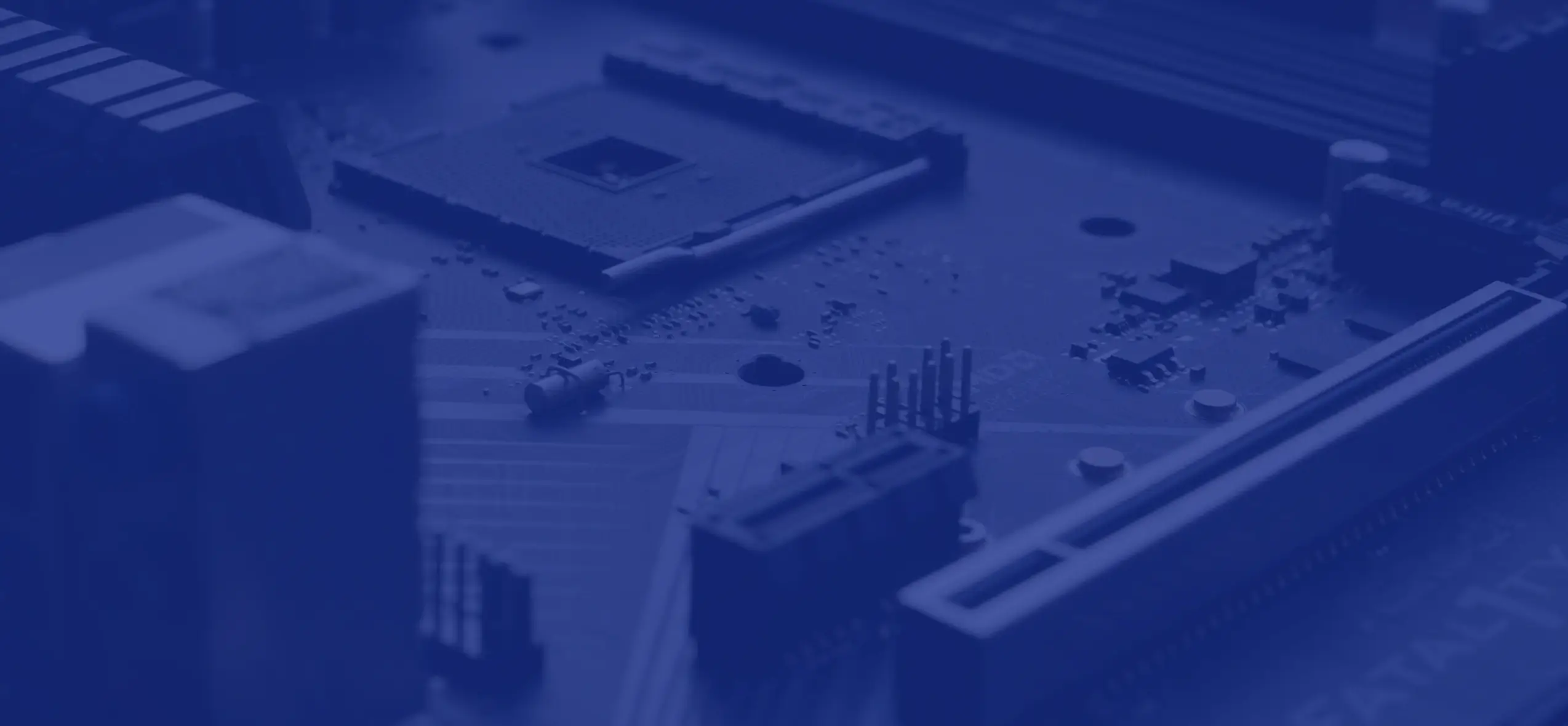 Banner background featuring a blue-toned motherboard